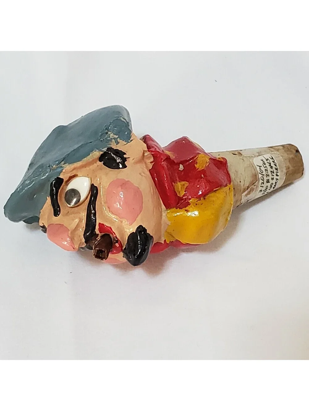 Vintage Bottle Stopper Pourer Figural Composite Crazy Pierre Googly Eye Barware